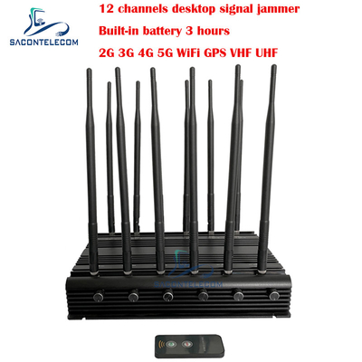 Détecteur de signal de téléphone portable de bureau 34w 2G 3G 4G 5G GPSL1 L2 L5 WiFi VHF UHF 12 antennes