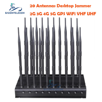 VHF UHF ISO9001 Brouilleur de signal téléphonique mobile 3,5 GHz 3,7 GHz 5,2 GHz 20 canaux
