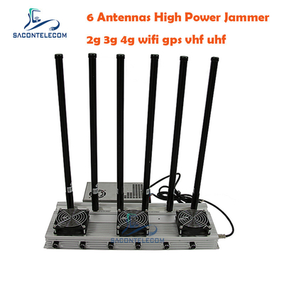 93w UHF LTE brouilleur de signal haute puissance 2G 3G 4G WiFi GPS 6 canaux