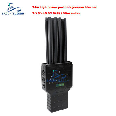 Portable de 50m longue portée 8 antennes brouilleur de signal et bloqueur de téléphone portable pour 2G 3G 4G 5G GPS