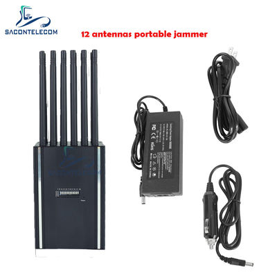 12 canaux 12W brouilleur portable de téléphone portable avec un rayon de brouillage de 15m pour le blocage du signal mobile