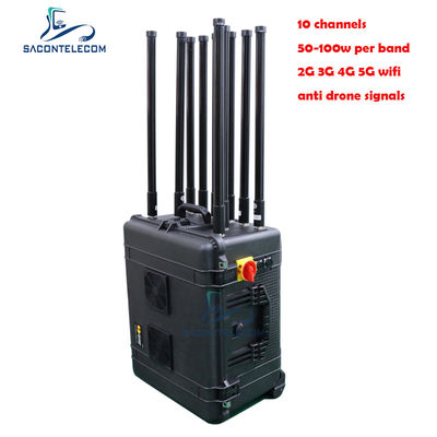 Brouilleur de bombe manpack haute puissance 500W avec 10 antennes et portée de 300m pour la protection de convoi