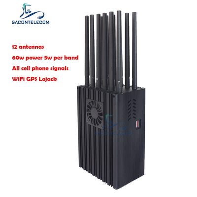 12 VHF Lojack du brouilleur 2G 3G 4G 5G Wifi de généralistes de téléphone portable des antennes 60w