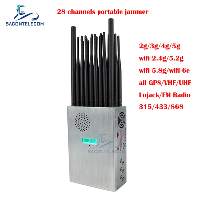 27 antennes brouilleur de signal portable de téléphone portable 28w pour radio Wifi GPS FM