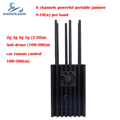 6 canaux brouilleur de signal de téléphone portable 2G 3G 4G 5G 8-10w/bande Brouilleur de signal de téléphone portable