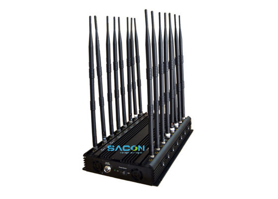 Puissance de sortie de 38 W 16 canaux brouilleur de signal de téléphone portable avec une portée de brouillage de 40 m pour une utilisation en intérieur