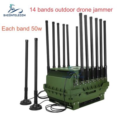 14 canaux 700W High Power Anti Drone Jammer avec une portée de brouillage de 2 km pour la sécurité extérieure