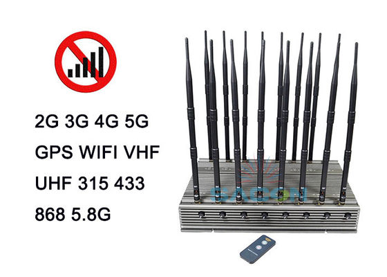 16 antennes 5G Bloqueur de brouilleur de signal avec 100W de puissance de sortie et un rayon de brouillage de 80m