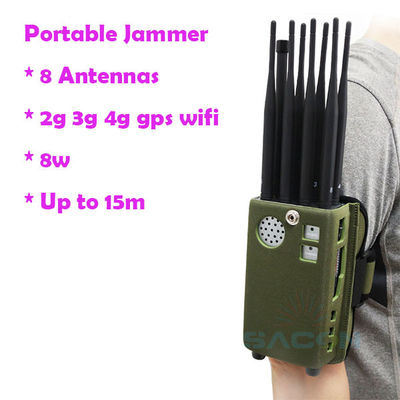 Batterie 8000mAh 8 Antennes Brouilleur de Signal GPS Portable pour Blocage de Signal 2G 3G 4G