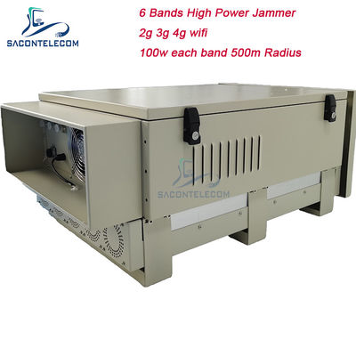 Bloqueur de signal de prison extérieur 600W 6 bandes avec rayon de brouillage de 50 à 600 m pour 2G 3G 4G 5G WiFi GPS