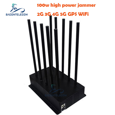 Localisateur 100w 5G Blocage du signal 40m Radius intérieur VHF UHF