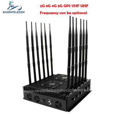 Intérieur 2.4G 5.8G Bluetooth Wi-Fi signal brouilleur 12 antennes 80w DCS PCS
