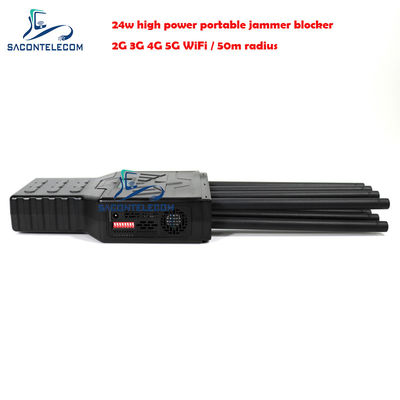 28W haute puissance 8 canaux brouilleur de signal portable avec un rayon de 50m pour le blocage de téléphones mobiles et WiFi