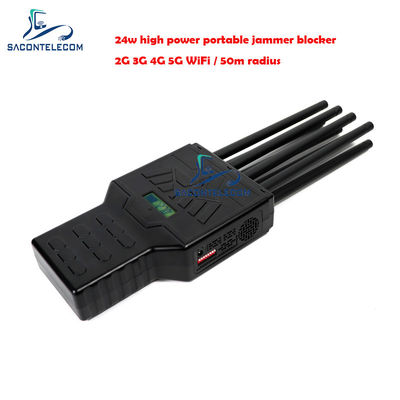 Portable de 50m longue portée 8 antennes brouilleur de signal et bloqueur de téléphone portable pour 2G 3G 4G 5G GPS