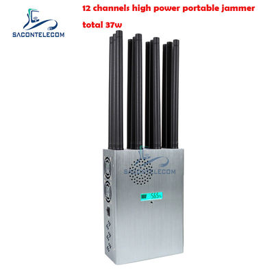 Brouilleur de signal portable haute puissance 37W avec 12 antennes pour le blocage 2G 3G 4G 5G