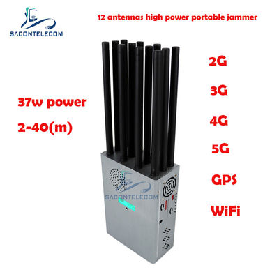 GPSL1 Lojack brouilleur de signal portable avec 37W de puissance totale 12 bandes de couverture et un rayon de blindage de 40m