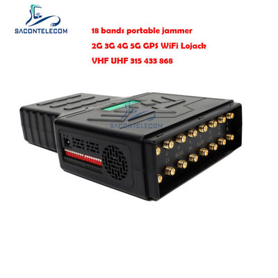 ABS 18W Brouilleur de signal de téléphone portable 5G portable avec couverture de bandes complètes et portée de 20m
