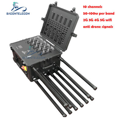 Brouilleur de bombe manpack haute puissance 500W avec 10 antennes et portée de 300m pour la protection de convoi