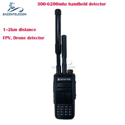 Détecteur de drones portatif de 2 km Fpv 300-6200mhz 2 antennes Détecteur portable de signal anti-drone