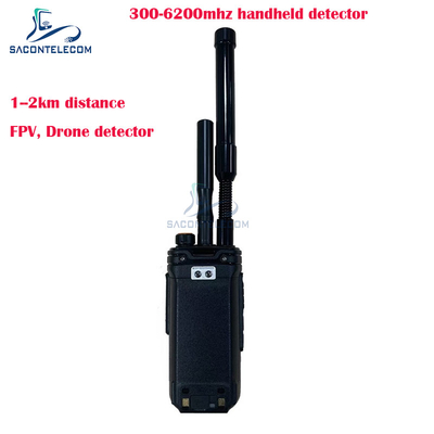 Détecteur de drones portatif de 2 km Fpv 300-6200mhz 2 antennes Détecteur portable de signal anti-drone
