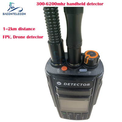 Détecteur de drones portatif de 2 km Fpv 300-6200mhz 2 antennes Détecteur portable de signal anti-drone