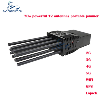 Un brouilleur de signal portable de 12 bandes avec une puissance de 70 watts et un rayon de 60 m