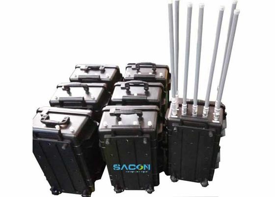 350W 7 Canaux Brouilleur Manpack avec Antennes en Fibre de Verre pour Blocage de Signal 3G 4G GPS
