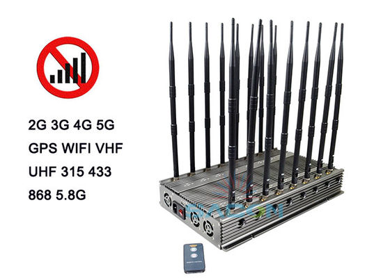 100W brouilleur de signal 5G avec portée de 80m et bloqueur de téléphone portable 16 bandes pour brouillage multi-fréquences