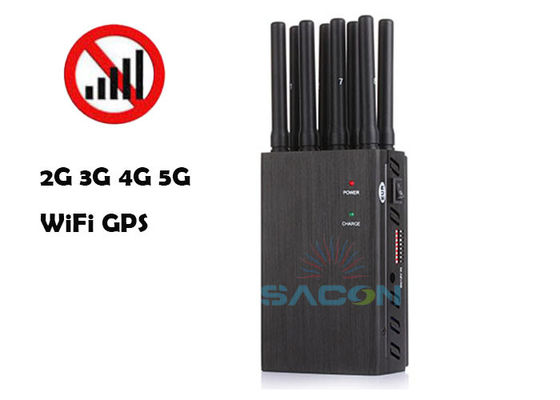 8 bandes brouilleur de signal portable avec 4W de puissance de sortie et une portée de 20m pour le WiFi GPS 2G 3G 4G Blocage