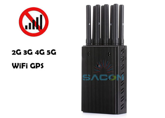 8 bandes brouilleur de signal portable avec 4W de puissance de sortie et une portée de 20m pour le WiFi GPS 2G 3G 4G Blocage