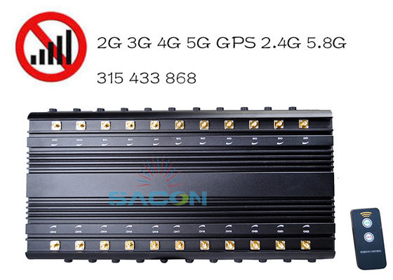 22 Antennes 42W Puissance de Sortie Brouilleur de Signal avec 40m Portée de Brouillage pour Blocage Mobile et WiFi