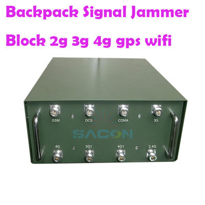 120W 100m Portée Brouilleur à Dos avec 8 Antennes Omni pour Blocage Signal 2G 3G 4G 5G VHF UHF GPS