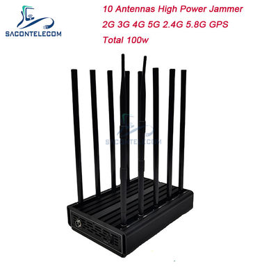 100W 10 Antennes Brouilleur de Signal avec 80m de Portée pour Blocage de Téléphone Portable et GPS