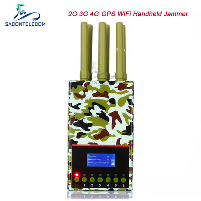 6 antennes 20m portée portable brouilleur de téléphone portable avec 4000mAh batterie pour GPS Lojack WiFi signal de blocage