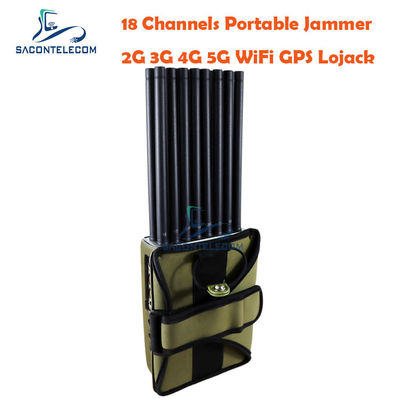 18 bandes brouilleur de signal portable avec batterie de 12000 mAh pour un blocage de communication sécurisé