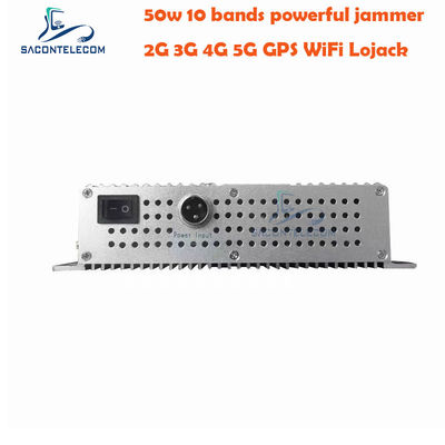 Brouilleur de signal de bureau haute puissance 50W avec 10 antennes et 2 ventilateurs de refroidissement pour GSM DCS 3G 4G 5G