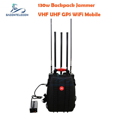 5 canaux VHF UHF Manpack Jammer avec une distance de 120 m et une batterie intégrée pour le blocage du signal portable