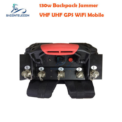 5 canaux VHF UHF Manpack Jammer avec une distance de 120 m et une batterie intégrée pour le blocage du signal portable