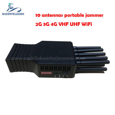 10W Puissance 10 Antennes Rayon 20m Brouilleur de Signal Portable GPS WiFi Bloqueur