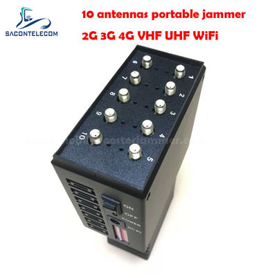 10W Puissance 10 Antennes Rayon 20m Brouilleur de Signal Portable GPS WiFi Bloqueur
