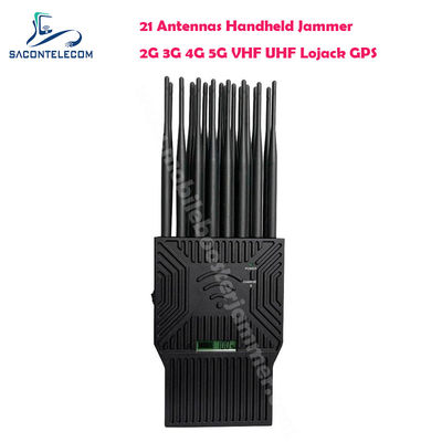 Puissance de sortie de 21W Brouilleur de signal portable avec 21 antennes pour 5G Lojack UHF VHF GPS WiFi Blocage