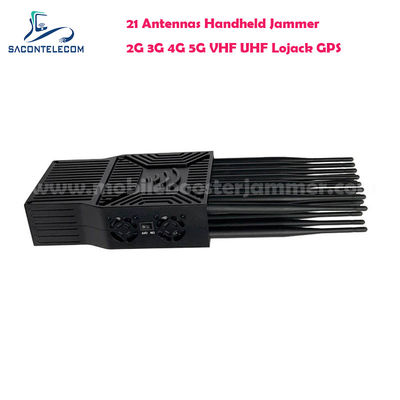 Puissance de sortie de 21W Brouilleur de signal portable avec 21 antennes pour 5G Lojack UHF VHF GPS WiFi Blocage