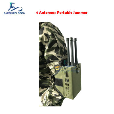 Brouilleur de signal de télécommande de voiture portable avec une puissance de sortie de 30W, une portée de brouillage de 500m et une couverture de 4 bandes