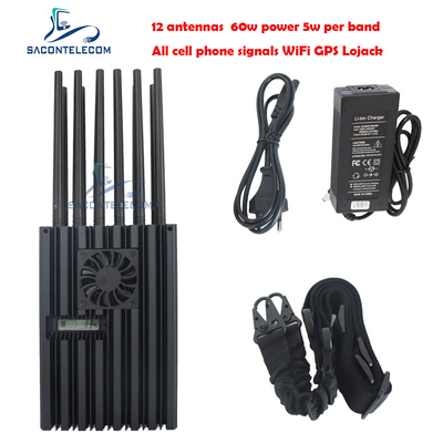brouilleur 2G 3G 4G 5G WiFi GPS Lojack de signal de téléphone portable de rayon de 60w 40m
