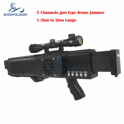Puissance élevée de la distance 130w des bandes 1.5km du dresseur 5 de brouilleur de signal de bourdon d'arme à feu d'UAV