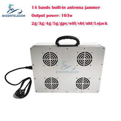 14 canaux 103W puissance de sortie brouilleur de signal de téléphone portable avec jusqu'à 80m de portée bloqueur de signal sans fil