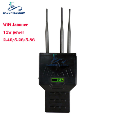 Brouilleur de signal de téléphone portable 12W portable WiFi Bluetooth 2.4G 5.2G 5.8G avec une portée de 50 mètres
