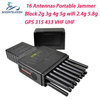 Brouilleur de signal portable 16 canaux 12W et brouilleur GPS pour fréquences WiFi 2.4G 5.8G