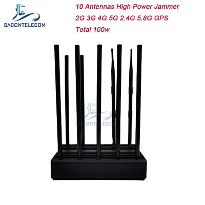 10 brouilleur de bureau WiFi 2G 3G 4G 5G des antennes 100w 80m GPS